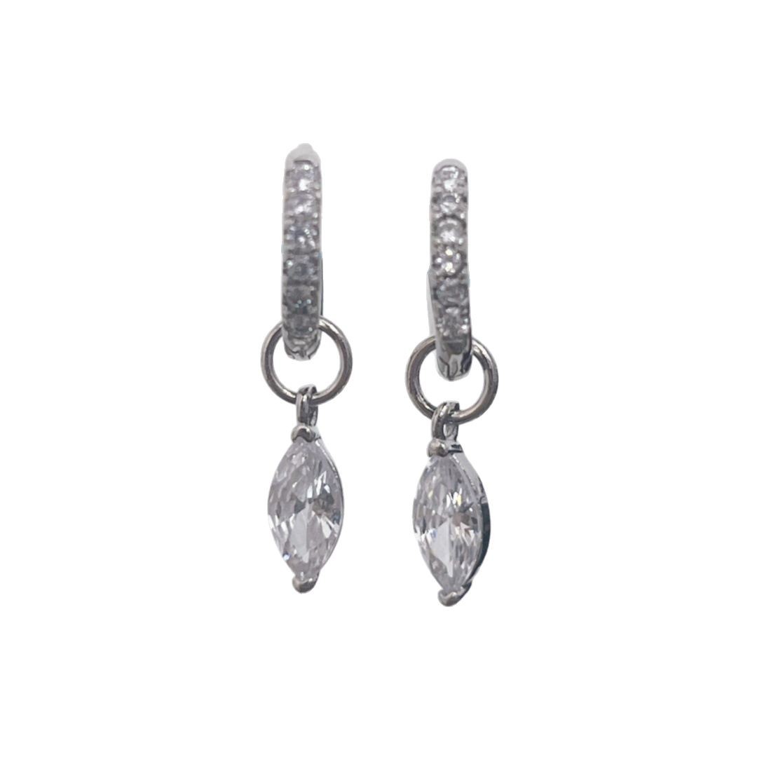 Women's S925 Silver Sparkling Marquise Zirconia Earrings — High-End